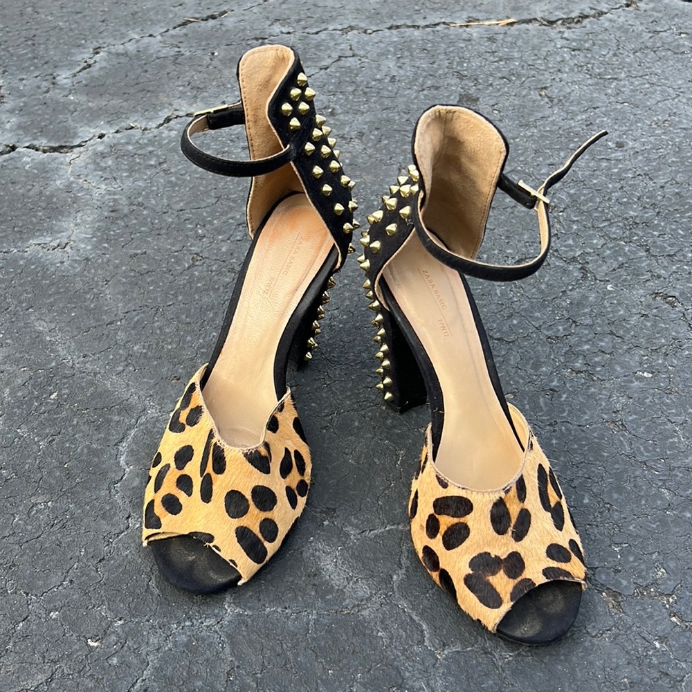 Zara basic cheetah studded heels